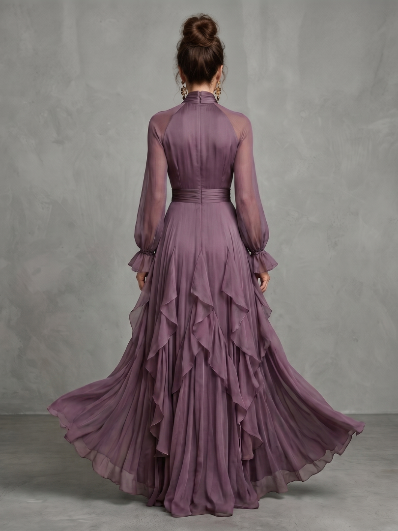 Demetria | Abito Maxi a Righe con Collo a Fiocco