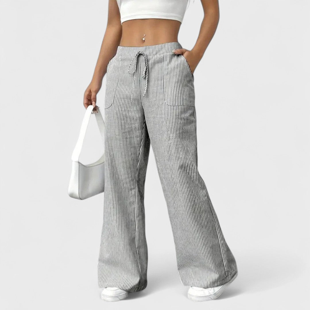 Dominique - Pantalones anchos cómodos con detalles elegantes