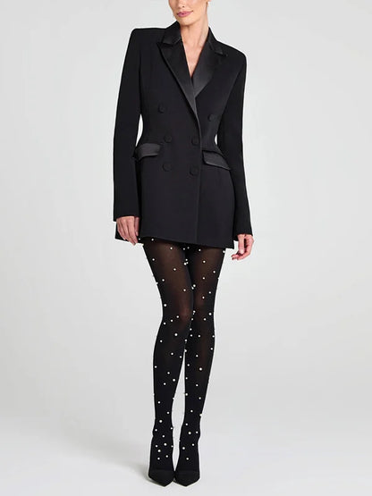 Sofía | Blazer reversibile in satin nero con doppia fila di bottoni