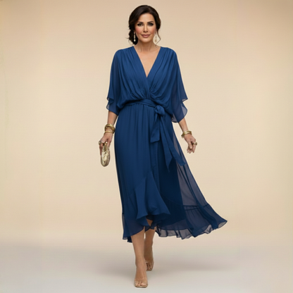 Monica | Vestito in chiffon con scollatura a V