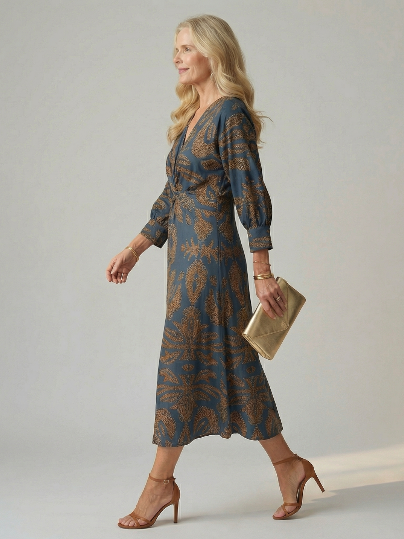 Lune | Vestito Midi Avvolgente Naturale