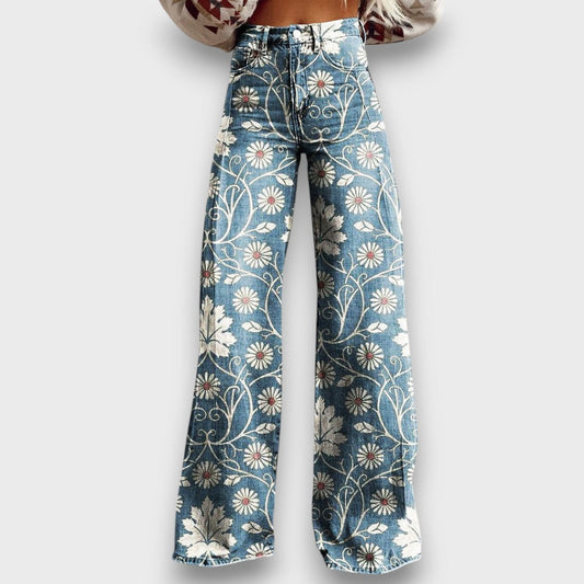 Elaya – Jeans Boho con motivo floral