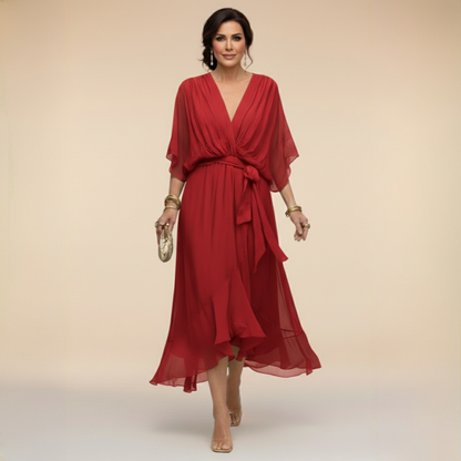 Monica | Vestito in chiffon con scollatura a V