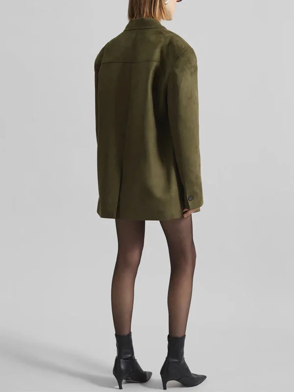 Sofia | Blazer Oversize en Suede Verde Militar