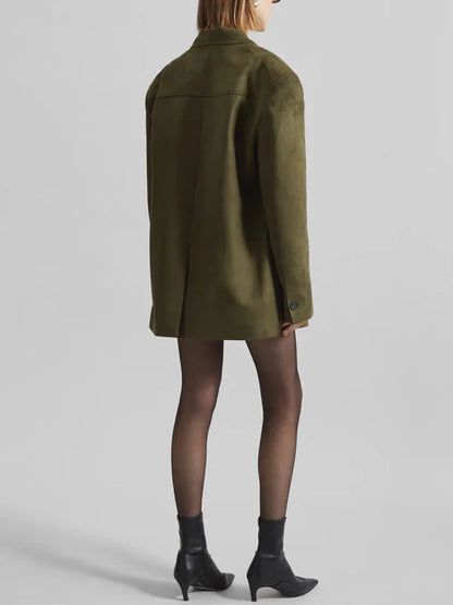 Sofia | Blazer Oversize en Suede Verde Militar