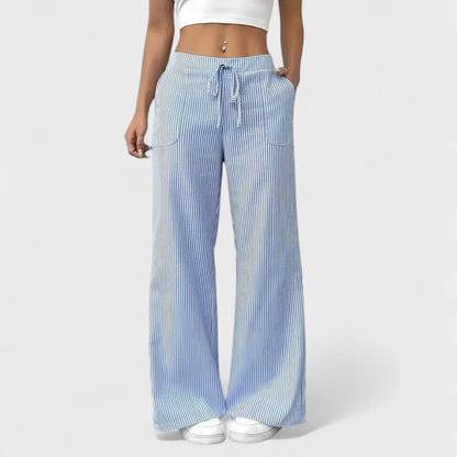 Dominique - Pantalones anchos cómodos con detalles elegantes