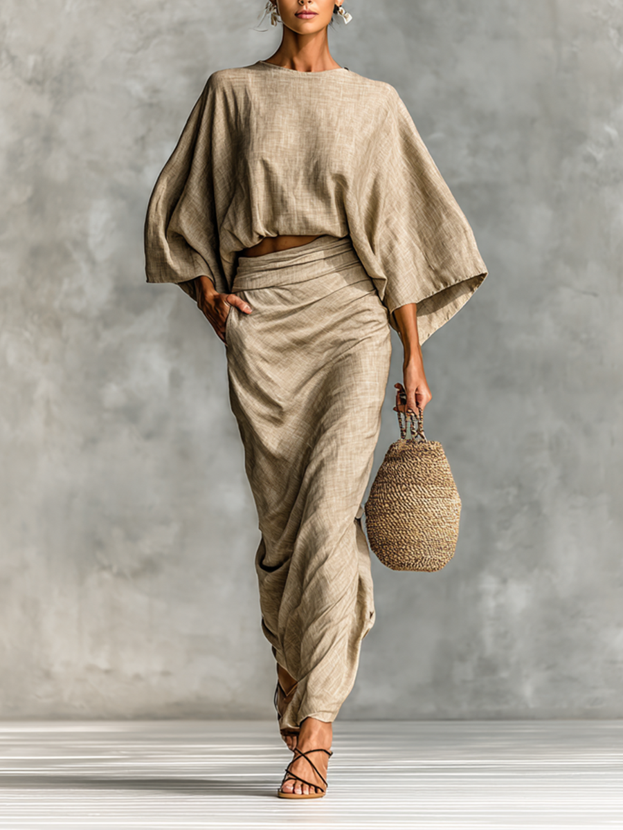 Selene | Set Due Pezzi Top Batwing Morbido e Gonna Maxi