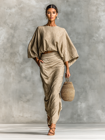 Selene | Set Due Pezzi Top Batwing Morbido e Gonna Maxi