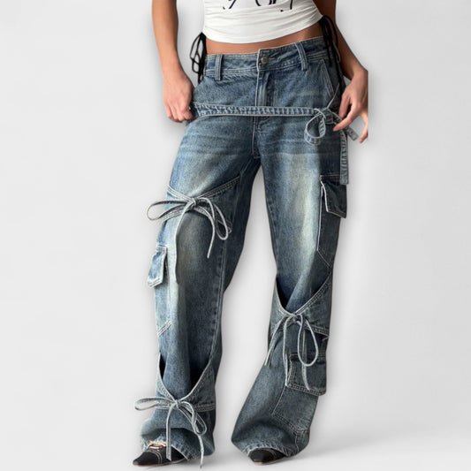 Paloma - Jeans Utility in Denim con Dettaglio di Nodo