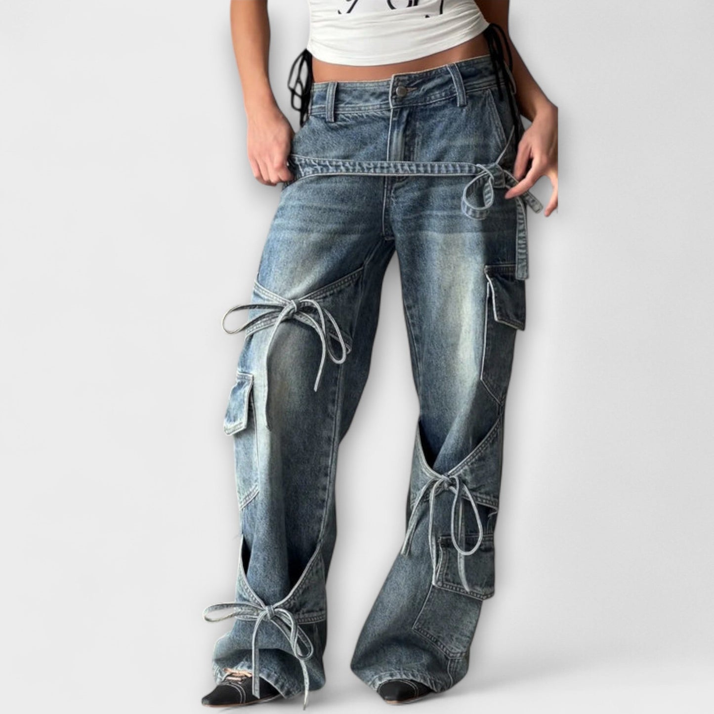 Denara – Jeans largos con elementos de atadura