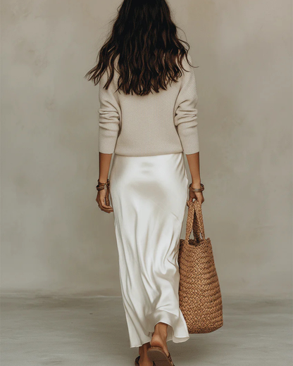 Elena | Midi Satin Dress