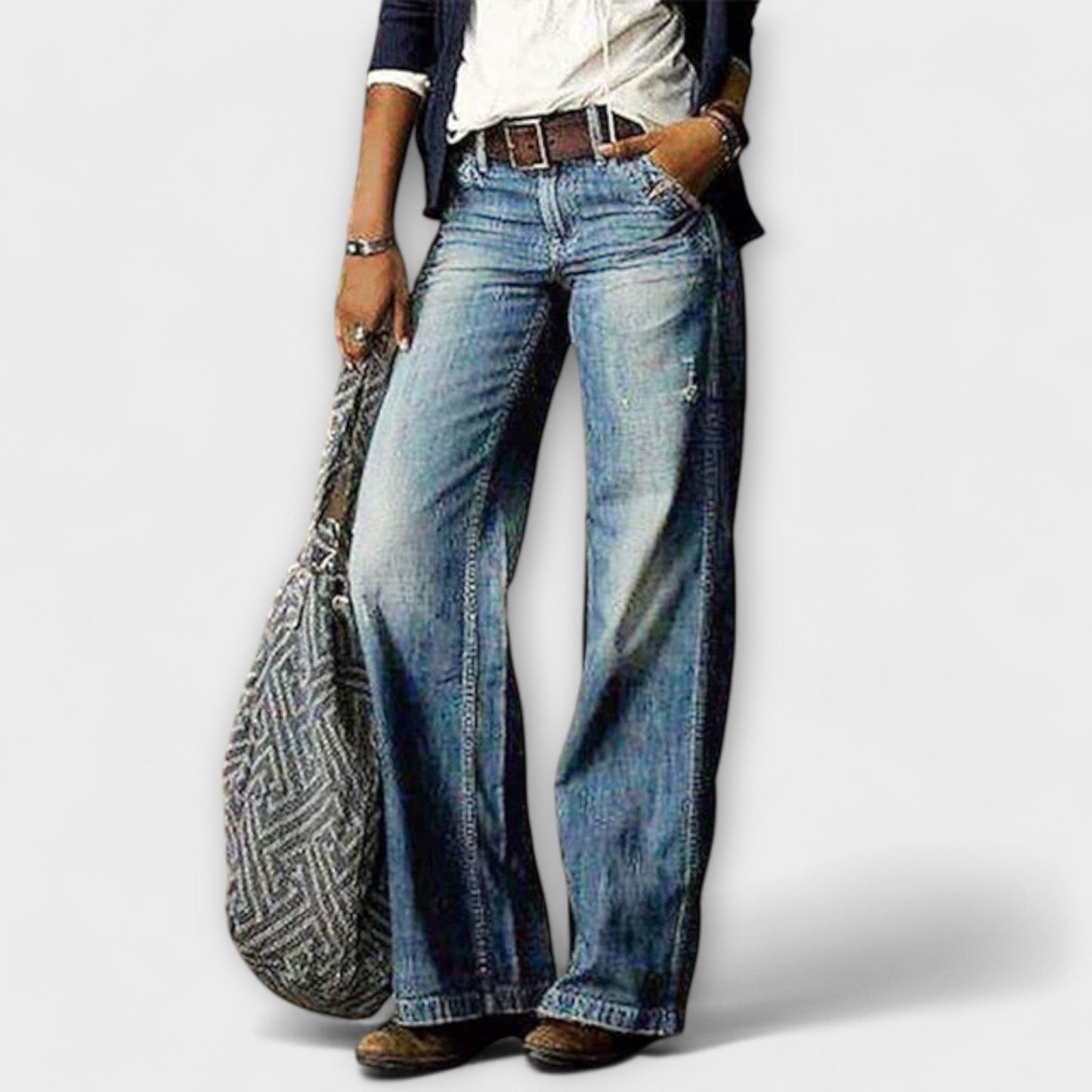 Cess - Pantaloni in Denim a Gamba Larga