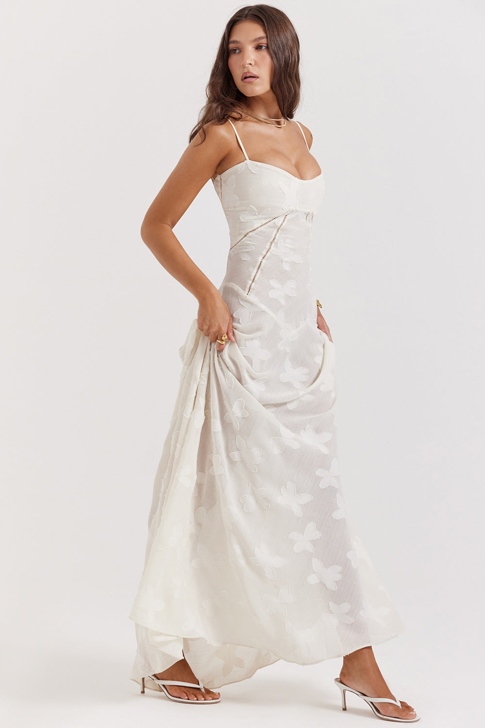 Lucia | Vestito lungo Bianco sporco