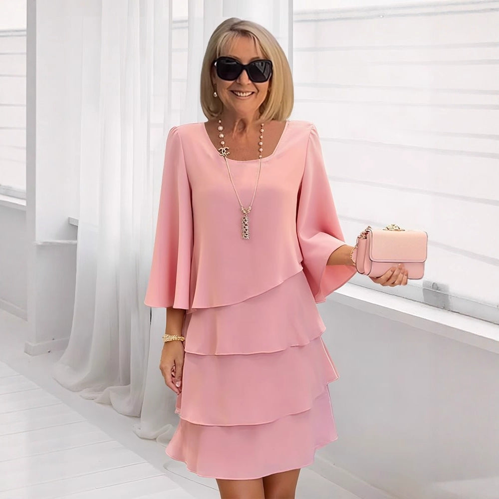 Margaux – Abito midi elegante con volant