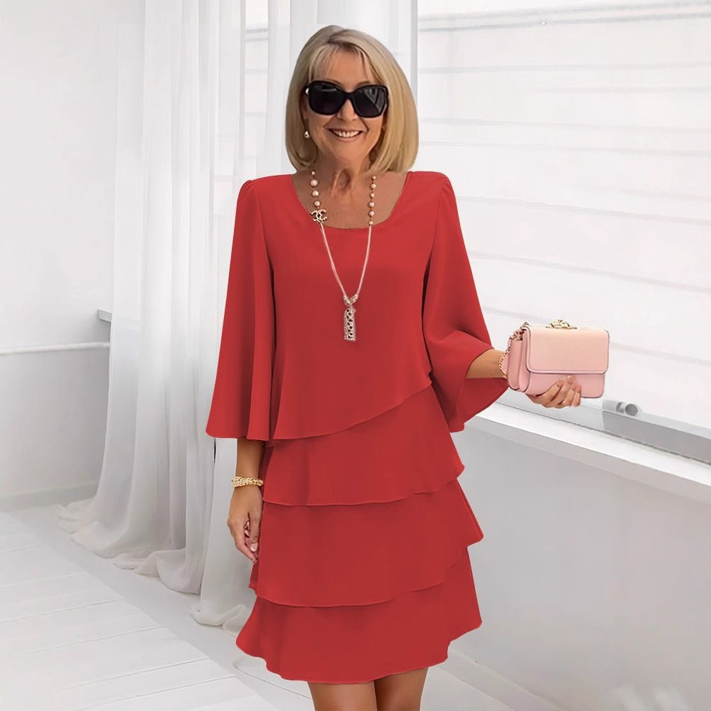 Margaux – Abito midi elegante con volant