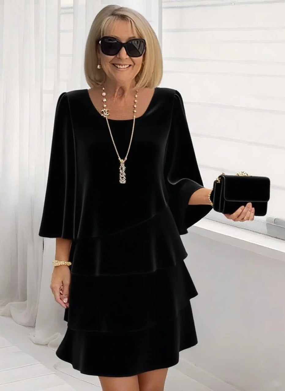 Margaux – Abito midi elegante con volant