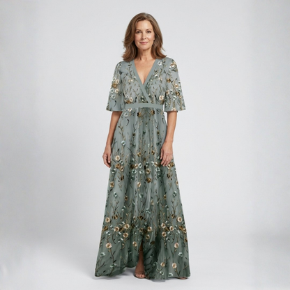 Élodie – Vestido largo con flores y escote en V