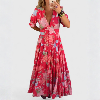 Minelda – Vestito floreale con scollo a V