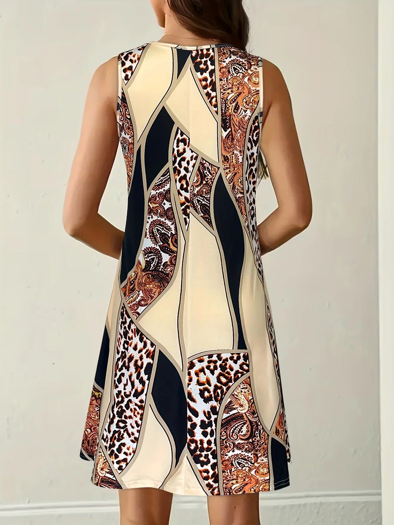 Leila™ | Vestito A-Line in Stampa Leopardo Paisley