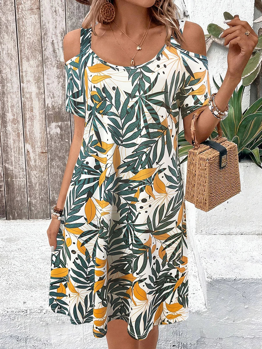 Tessa™ | Abito Midi Tropicale con Spalle Scoperte