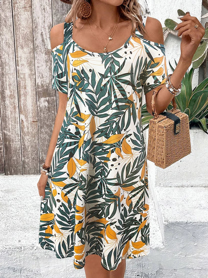 Tessa™ | Abito Midi Tropicale con Spalle Scoperte