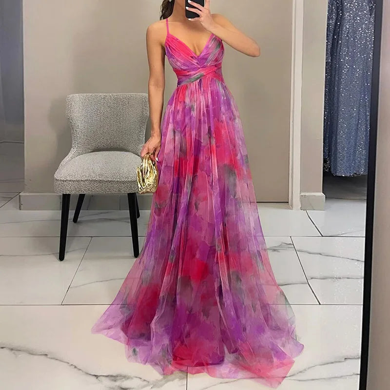 Giselle | Incantevole vestito maxi con stampa floreale