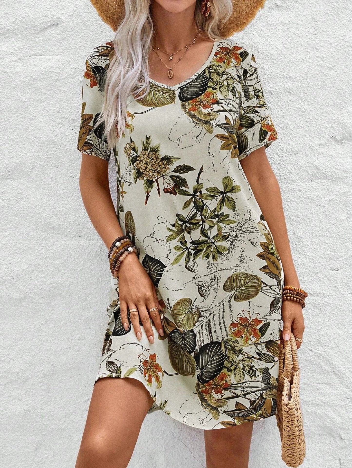Coralie™ | Abito da Vacanza a Fiori con Scollatura a V