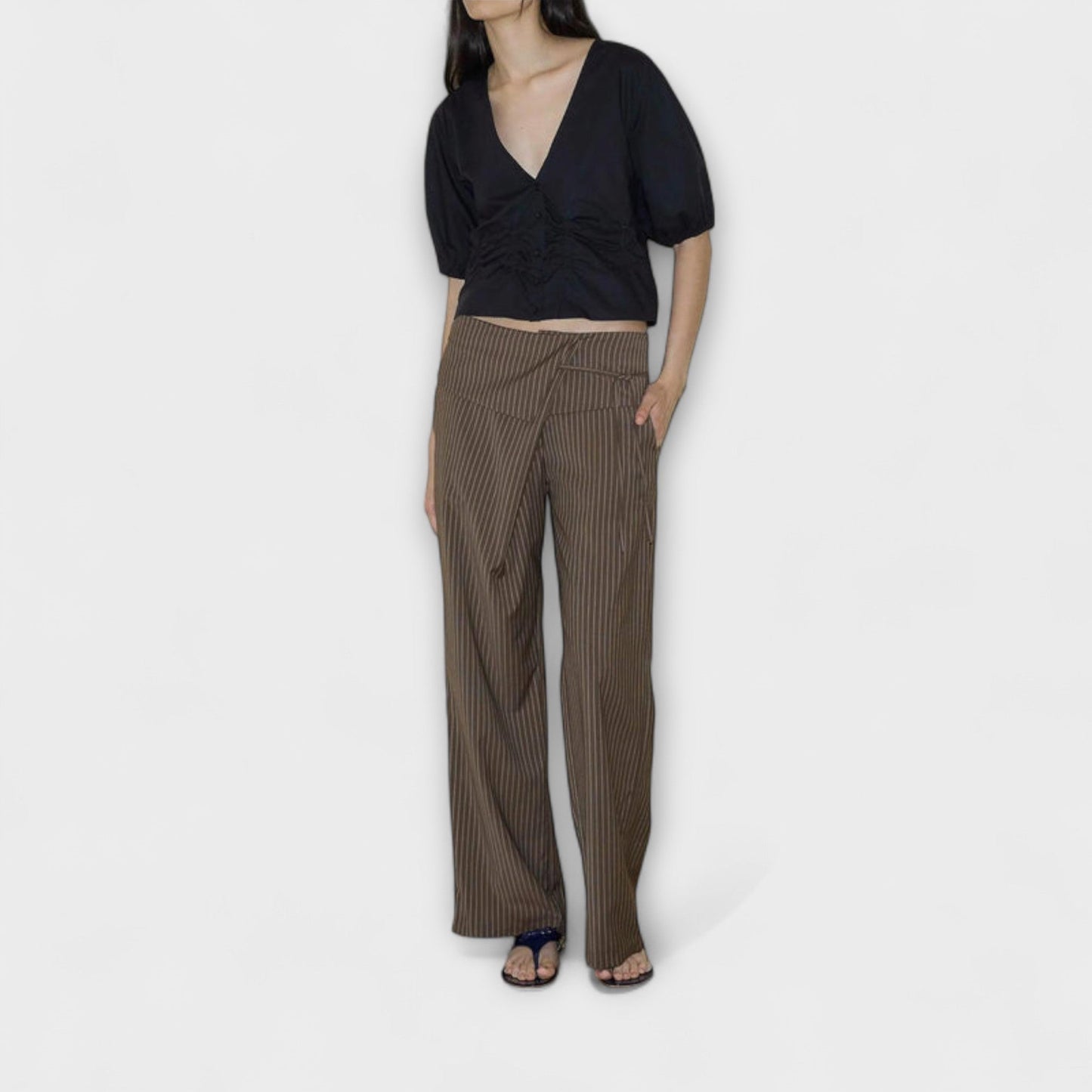 Julia - Pantalones Rayados Plegables