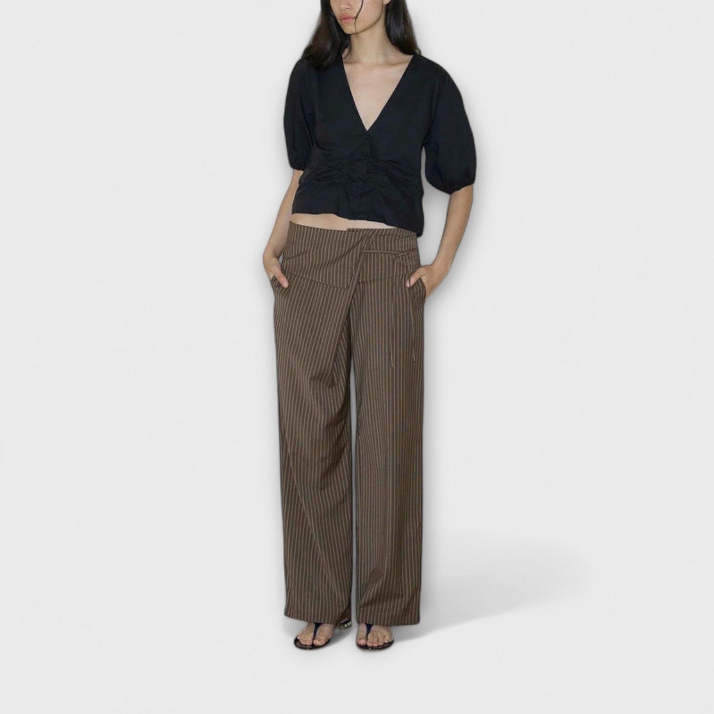 Julia - Pantaloni a Righe Pieghevoli