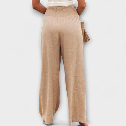 Thearya - Pantalones Anchos de Lino Casual