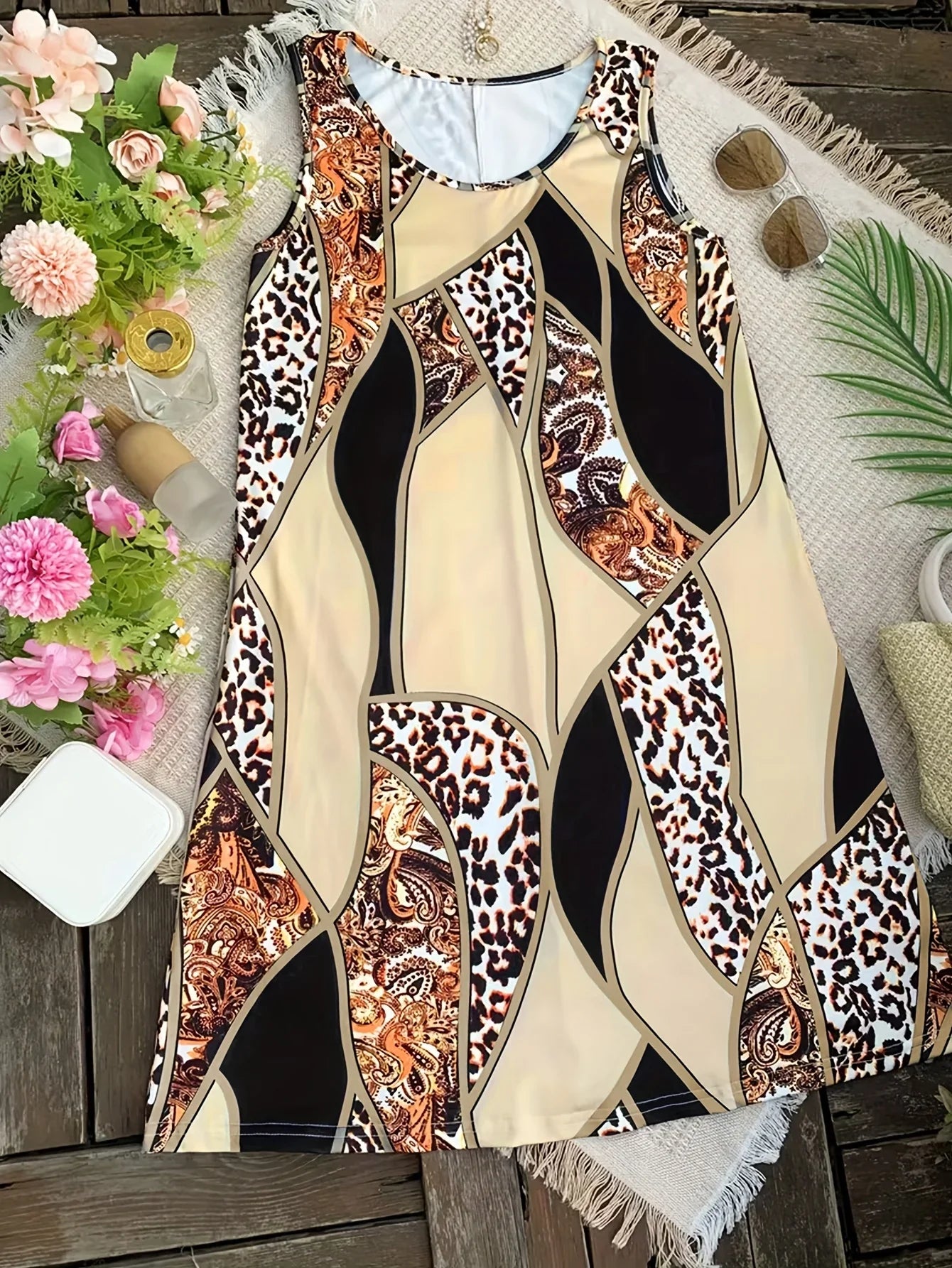 Leila™ | Vestito A-Line in Stampa Leopardo Paisley