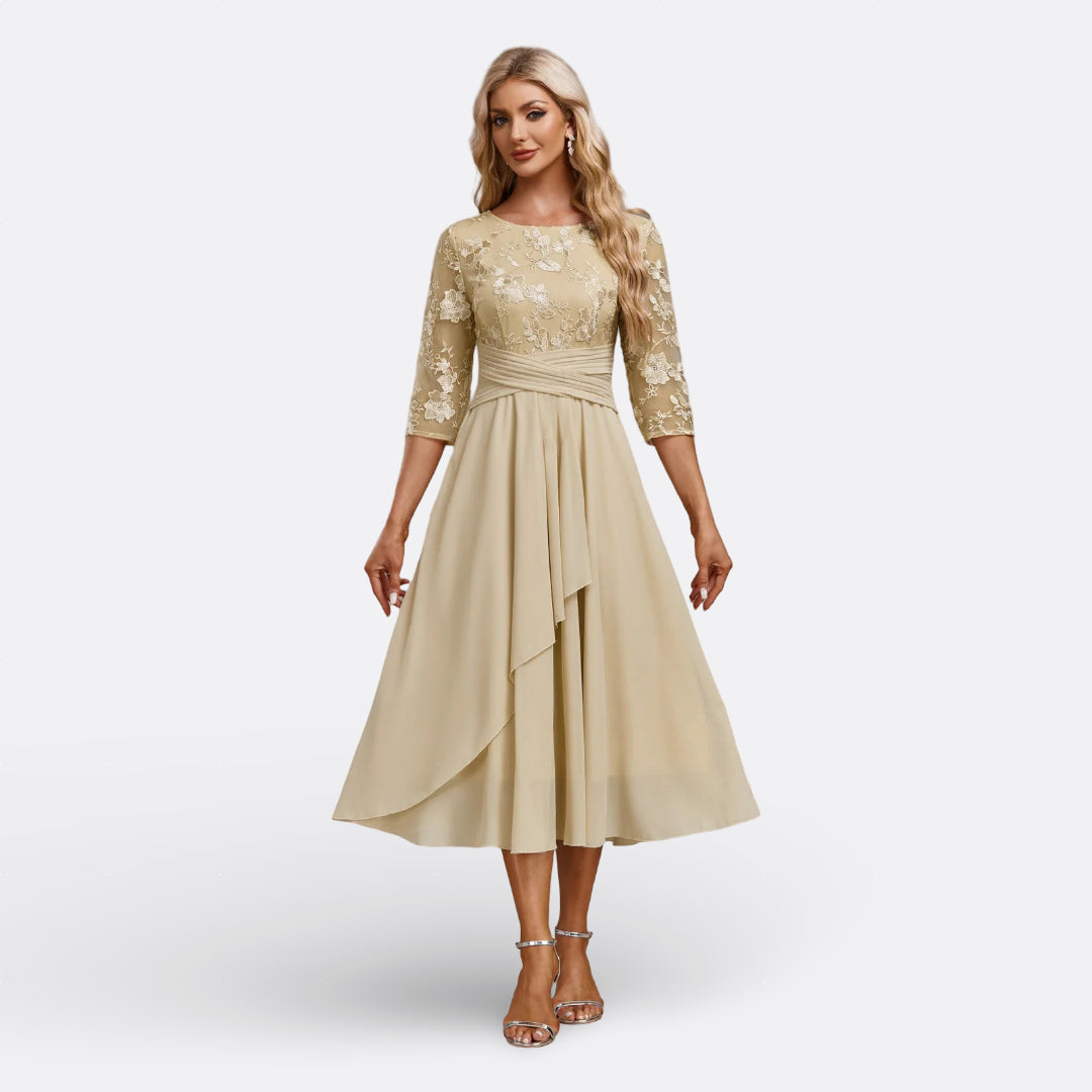 Mariana - Vestido de Encaje con Mangas Cortas Elegantes