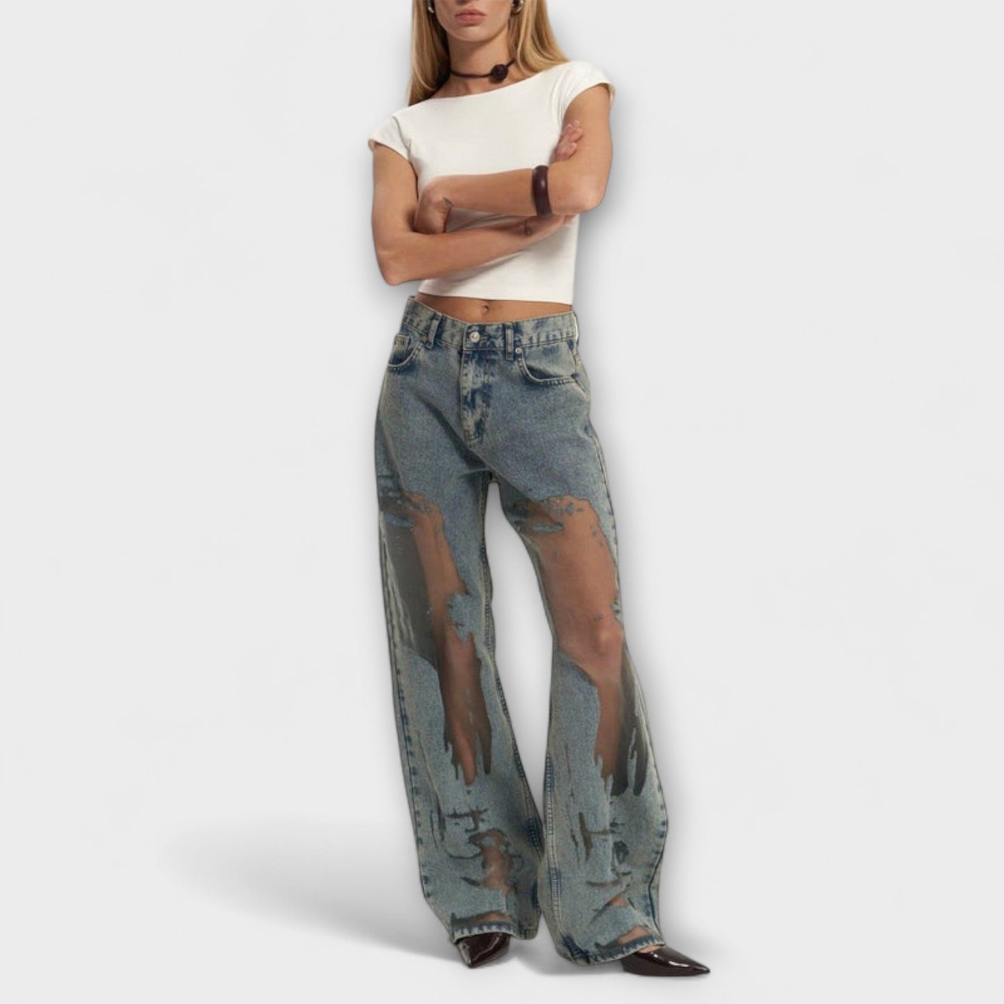 Rayne - Jeans de Denim Azul Transparente Trixie