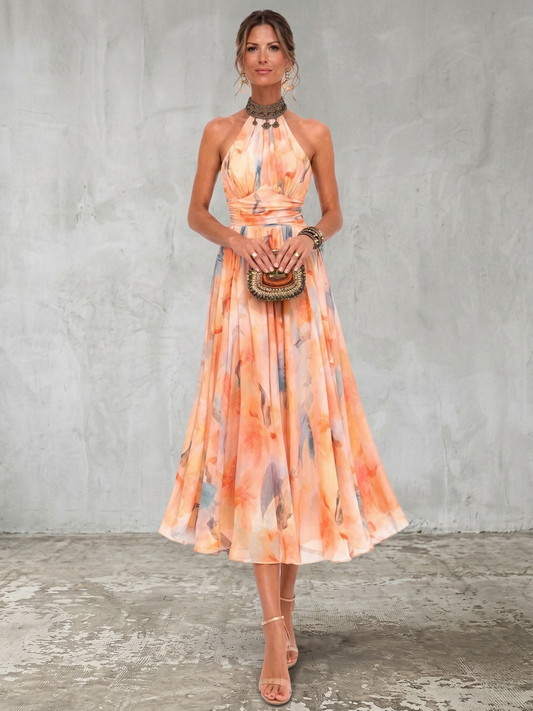 Aurora™ | Kleid mit Halterneck und Aquarelldruck