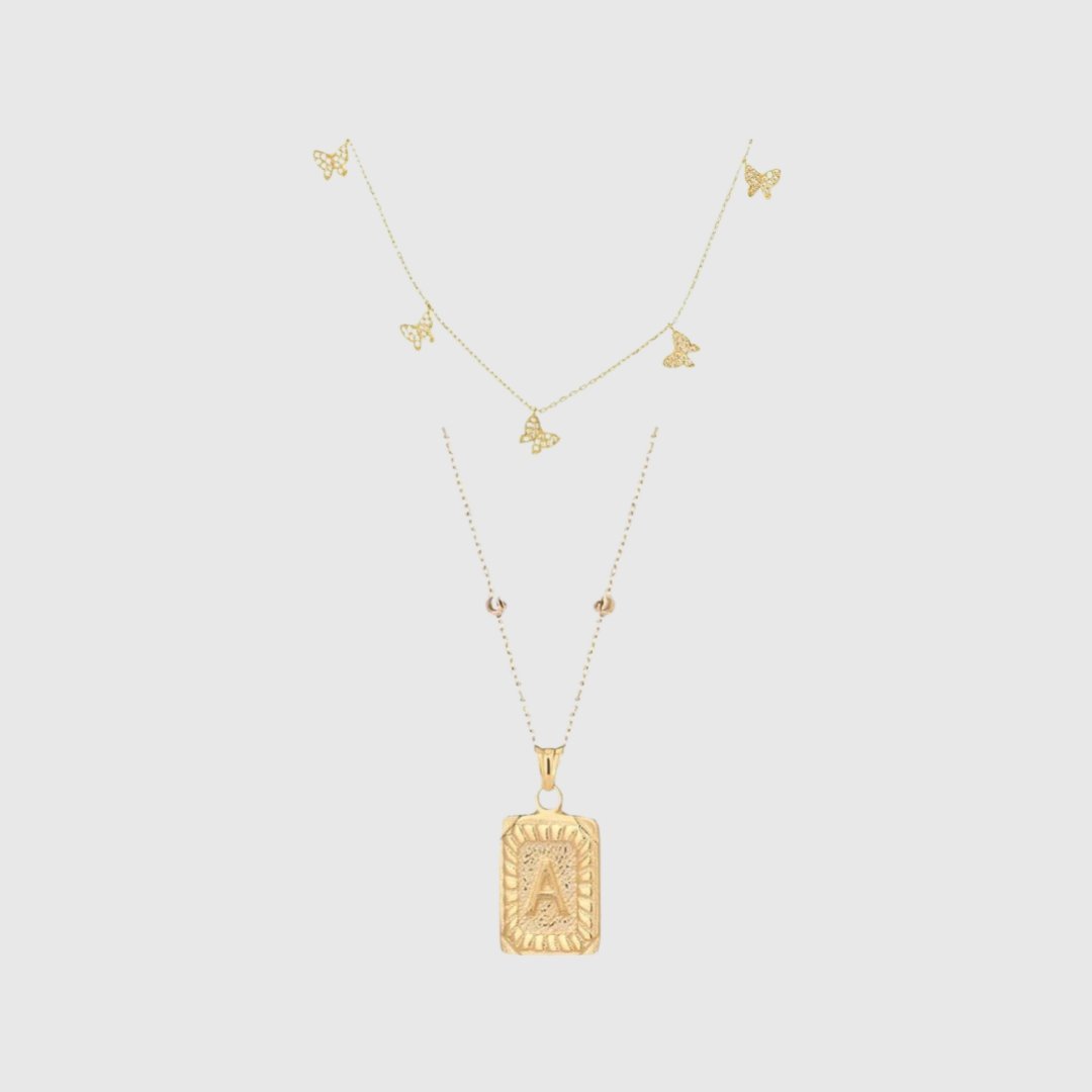 Piastra con Lettere & Set Catena Farfalla