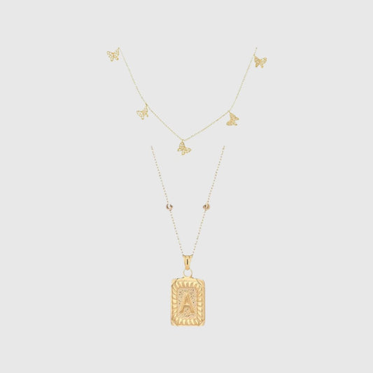 Piastra con Lettere & Set Catena Farfalla