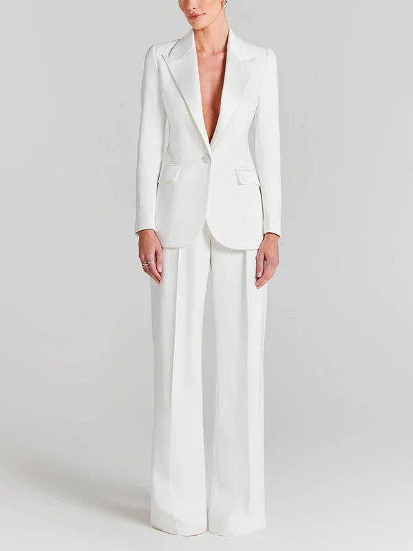 Sofía | Blazer Bianco a Un Bottone con Collo Plissettato