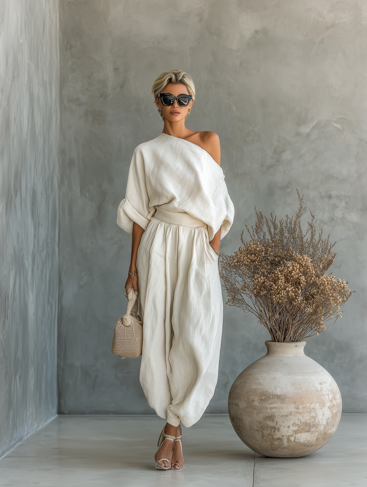 Lisa | Top Morbido Off-Shoulder e Set di Pantaloni Tapered