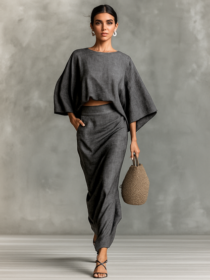 Selene | Set Due Pezzi Top Batwing Morbido e Gonna Maxi