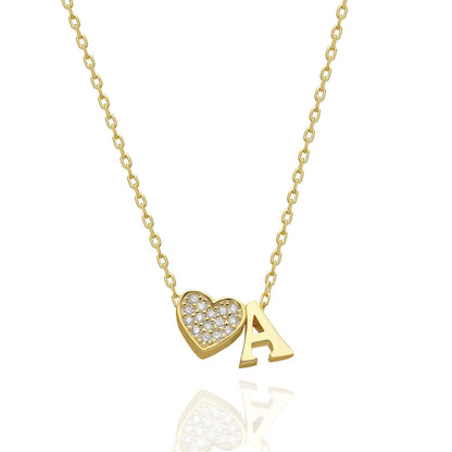 Collana con lettere in zirconia a forma di cuore
