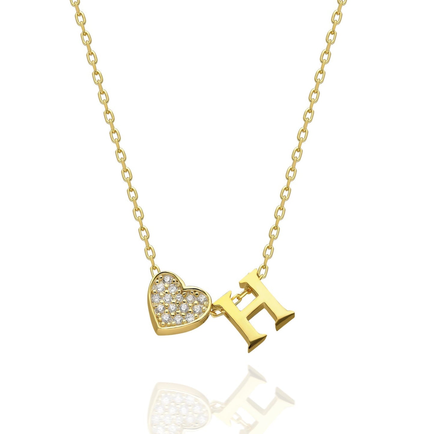 Collana con lettere in zirconia a forma di cuore