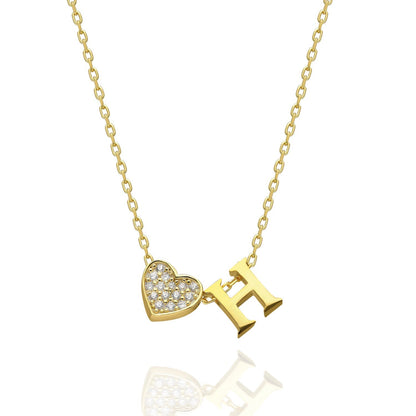 Collana con lettere in zirconia a forma di cuore