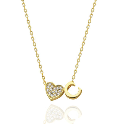 Collana con lettere in zirconia a forma di cuore