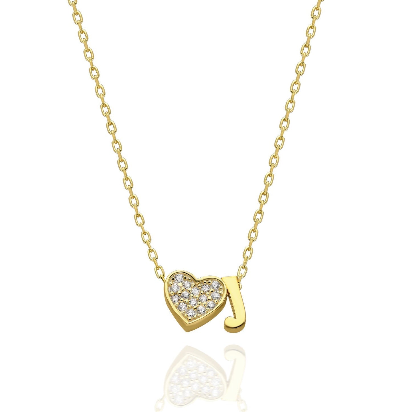 Collana con lettere in zirconia a forma di cuore