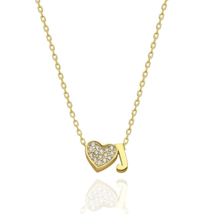 Collana con lettere in zirconia a forma di cuore