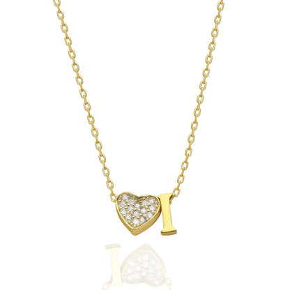 Collana con lettere in zirconia a forma di cuore