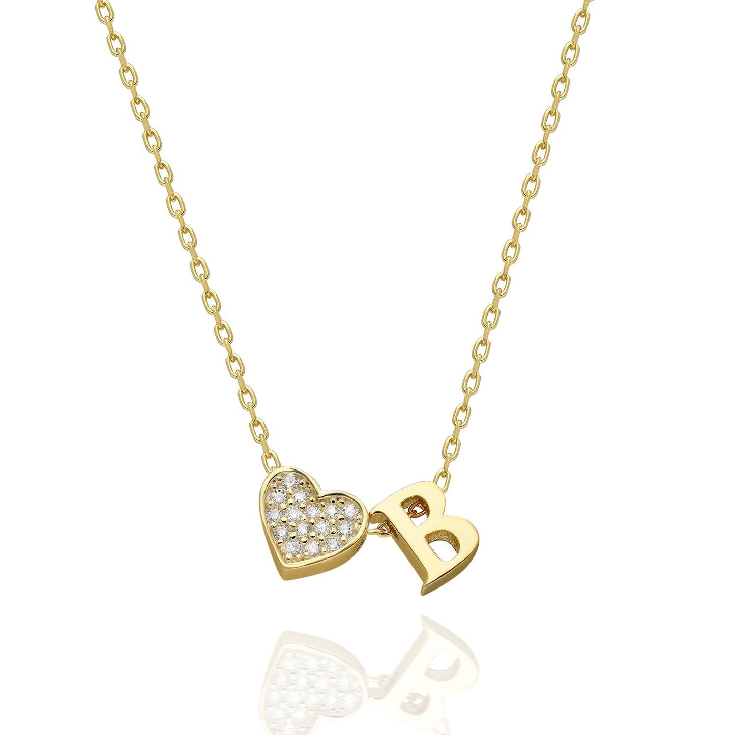 Collana con lettere in zirconia a forma di cuore