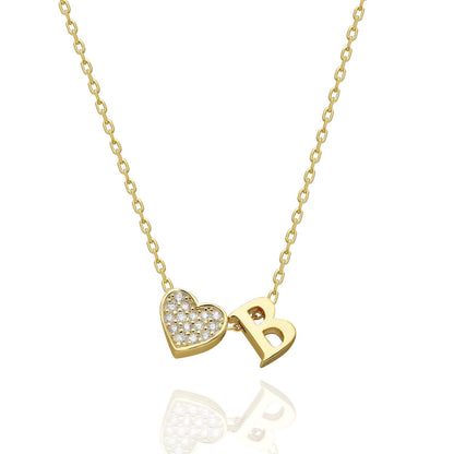Collana con lettere in zirconia a forma di cuore