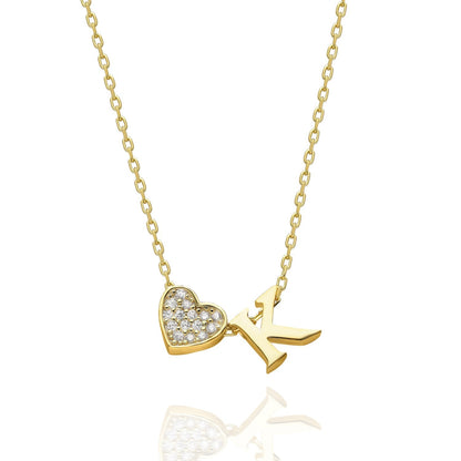 Collana con lettere in zirconia a forma di cuore