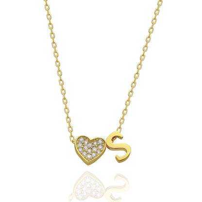 Collana con lettere in zirconia a forma di cuore